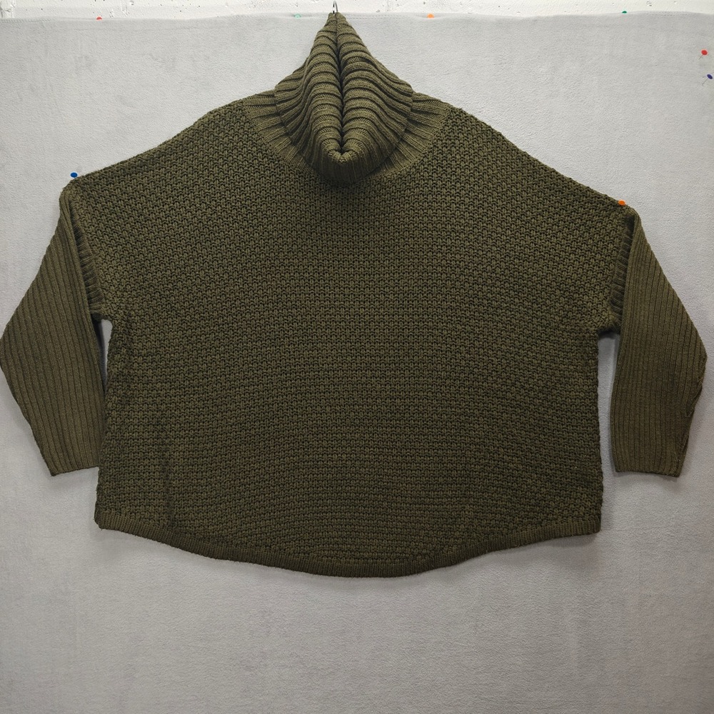 Doe & Rae Oversized Turtleneck Sweater Women Medium Granola Cozy Chunky Knit